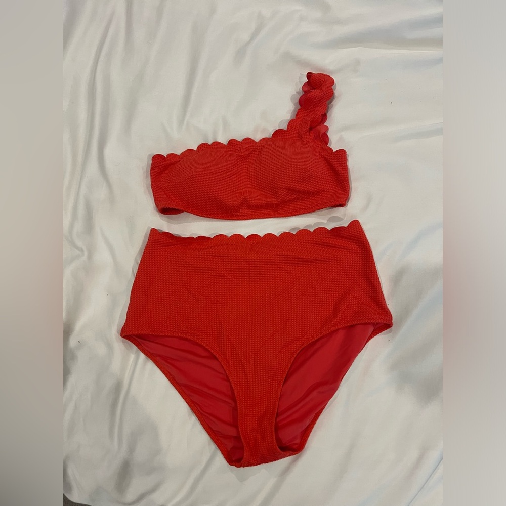 Aerie Scalloped Bikini - Coral Pink